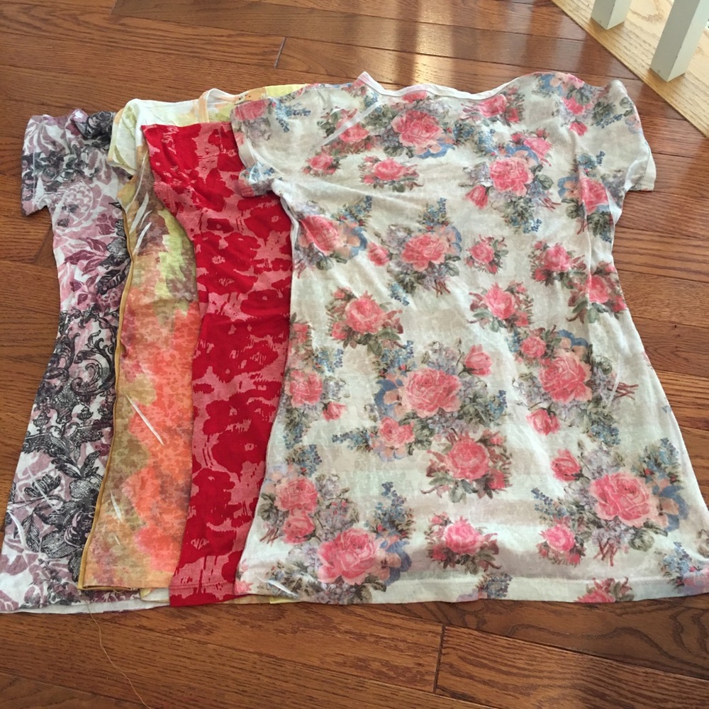 4 burn out red pink purple white flower top